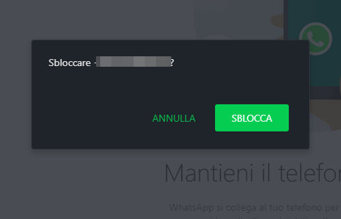 come sbloccare un contatto su WhatsApp PC