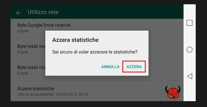 Come azzerare le statistiche di WhatsApp Android