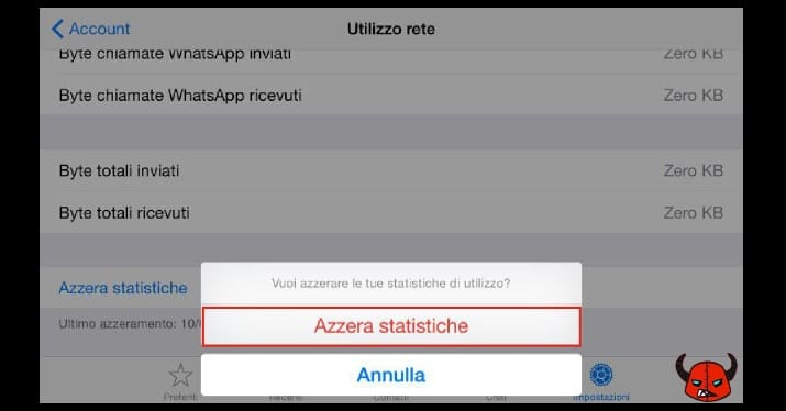 Come azzerare le statistiche di WhatsApp iPhone