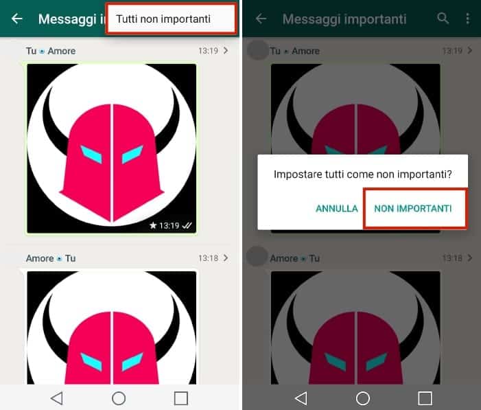 ripristinare messaggi importanti WhatsApp Android