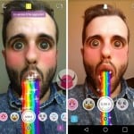 vomitare arcobaleni su Snapchat effetto