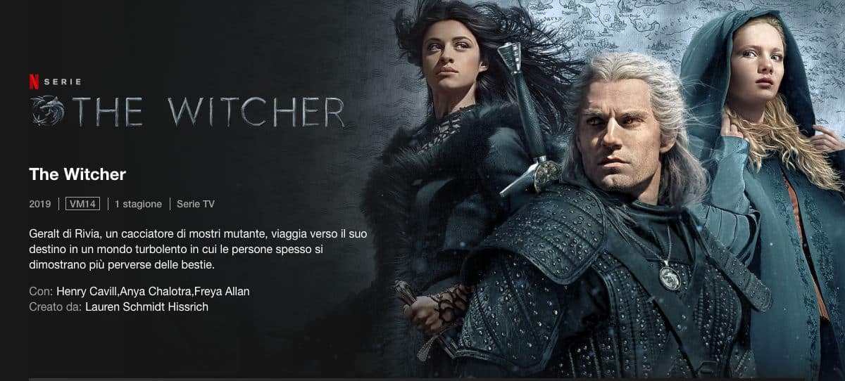 come vedere Netflix esempio serie TV originale The Witcher