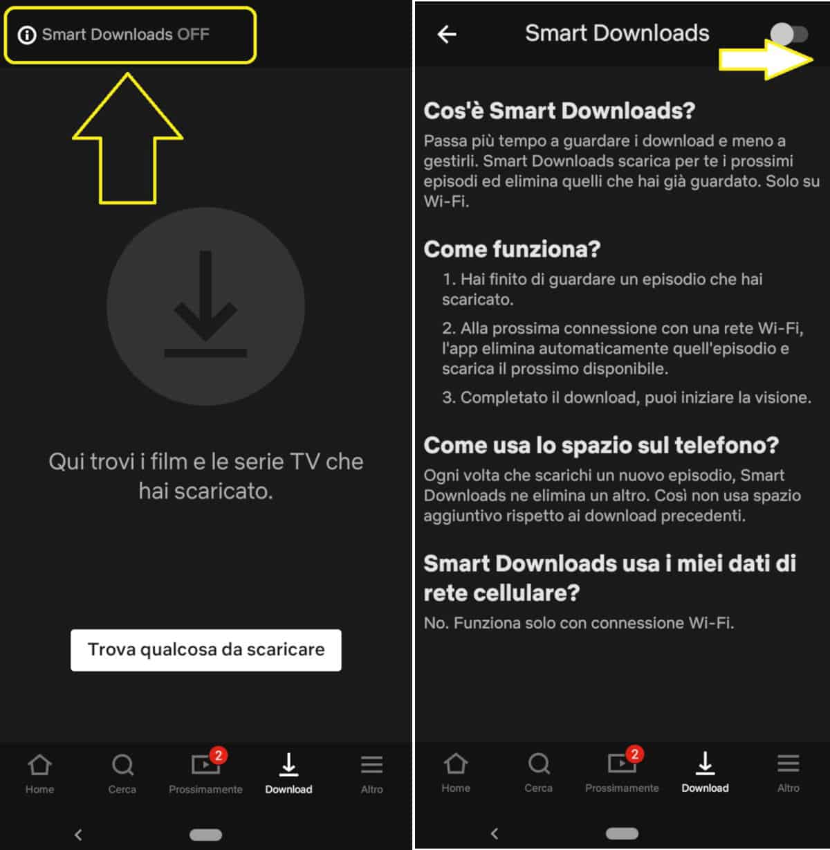 come vedere Netflix offline funzione Smart Downloads