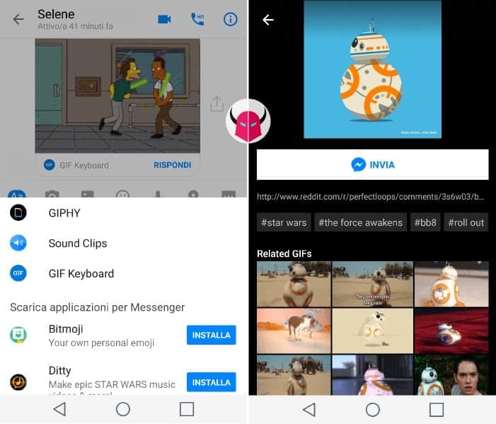 inviare GIF animate su Facebook Messenger Giphy GIF Keyboard