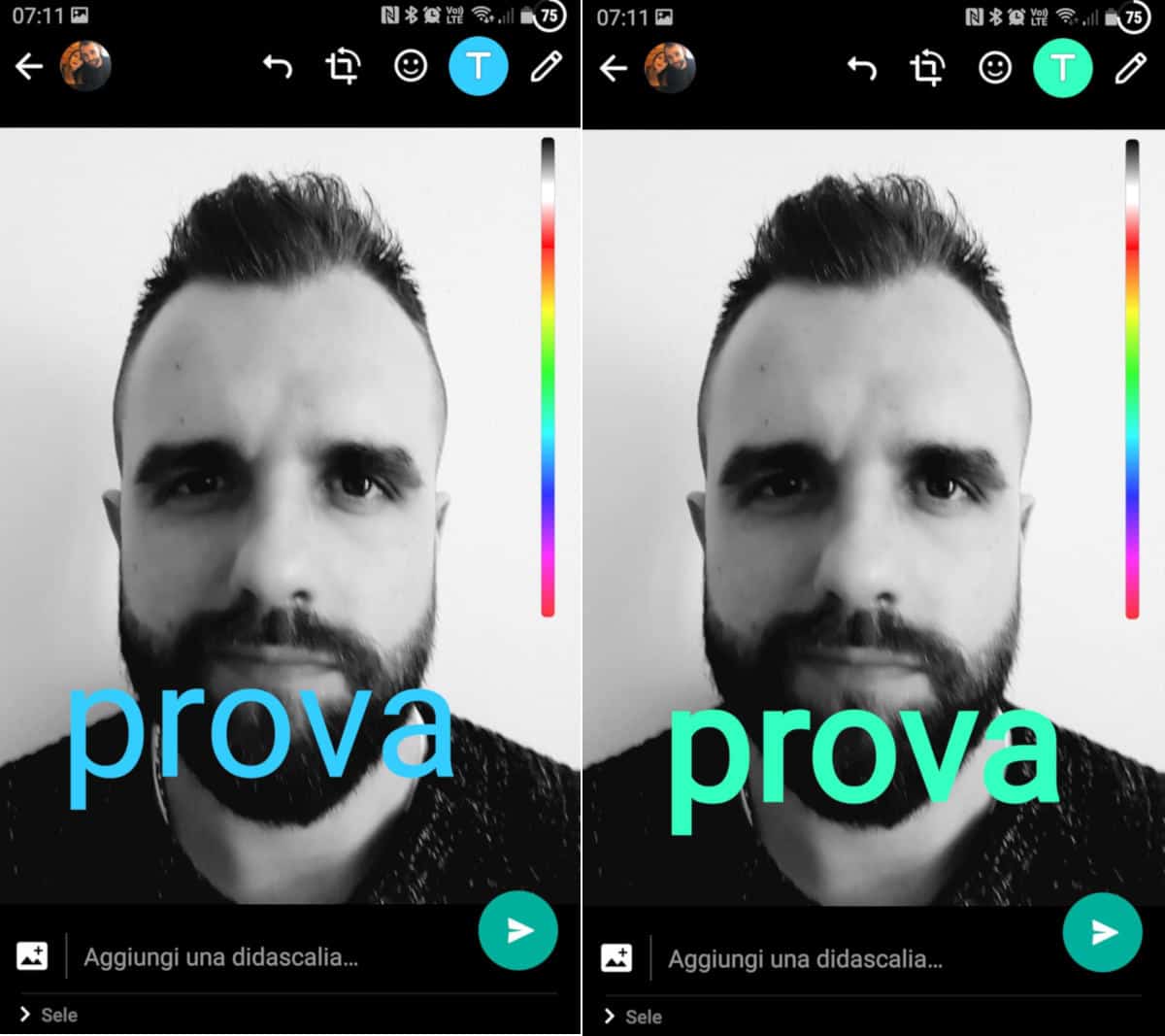 come cambiare la scrittura su WhatsApp editor multimediale chat