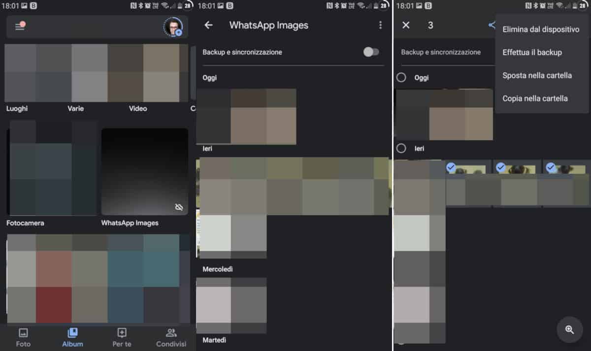 non salvare foto e video WhatsApp Google Foto backup selettivo