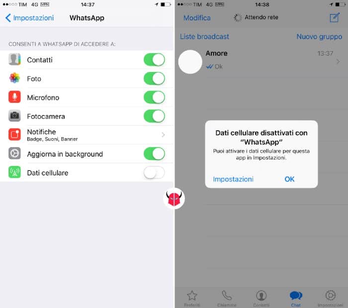 come disconnettere WhatsApp su iPhone internet disattivato