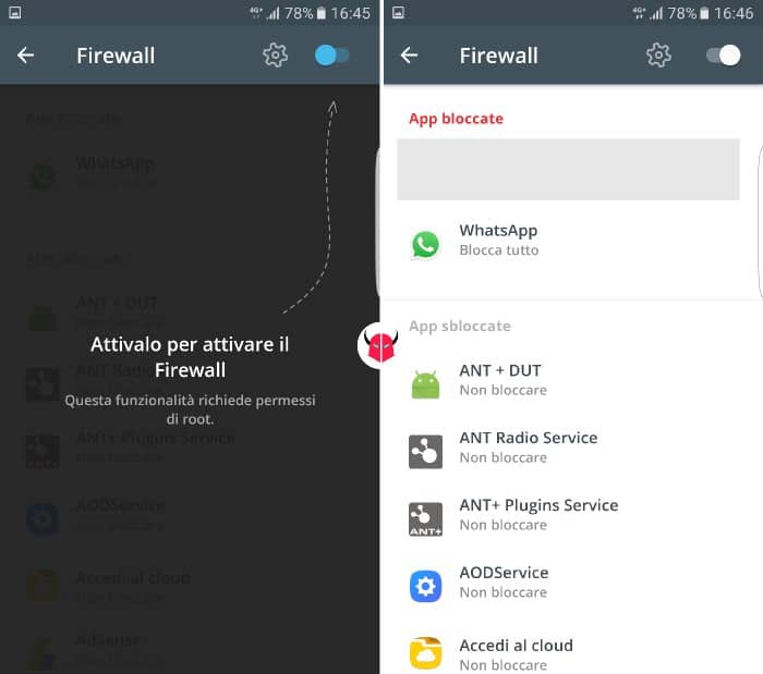 come disconnettere WhatsApp su Android Firewall