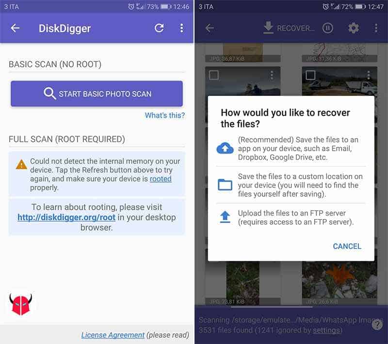 come recuperare foto cancellate da Android DiskDigger