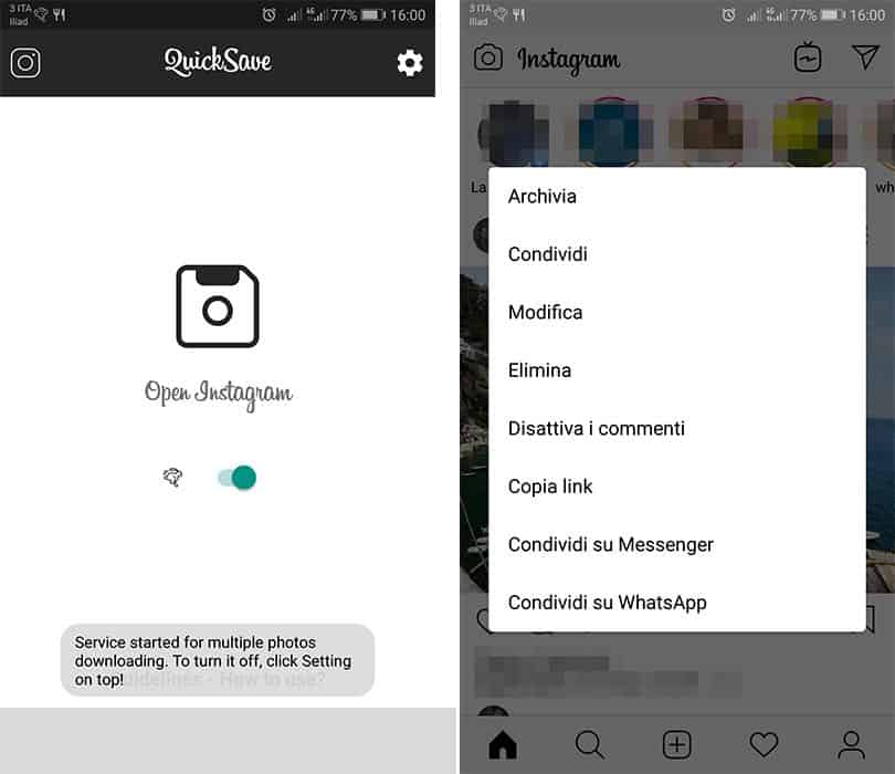 come scaricare foto da Instagram smartphone app QuickSave