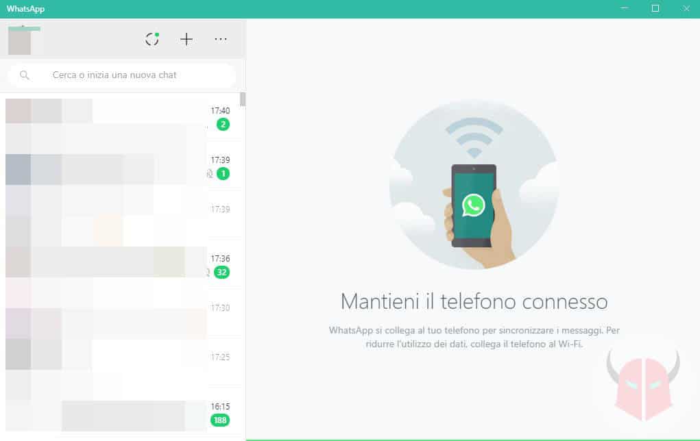 schermata di WhatsApp Desktop su PC