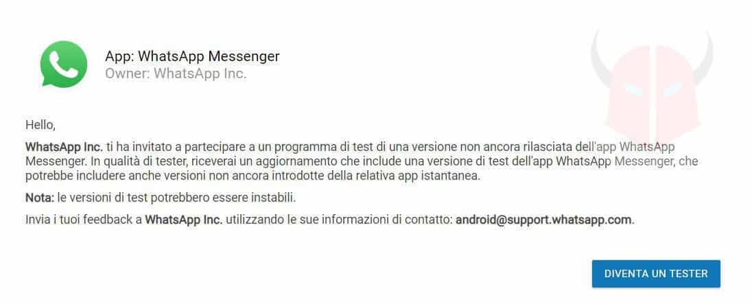 come aggiornare WhatsApp beta Android