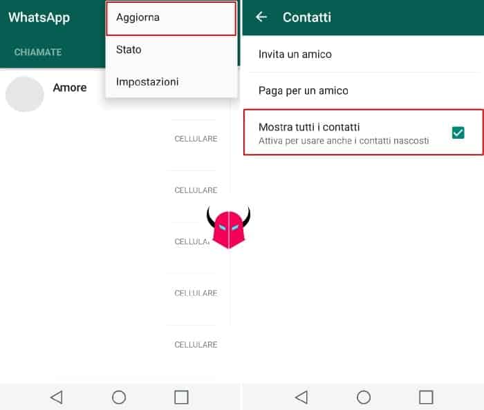 come aggiornare WhatsApp contatti Android