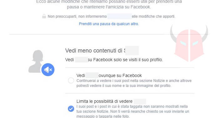 come togliere amicizia Facebook pausa