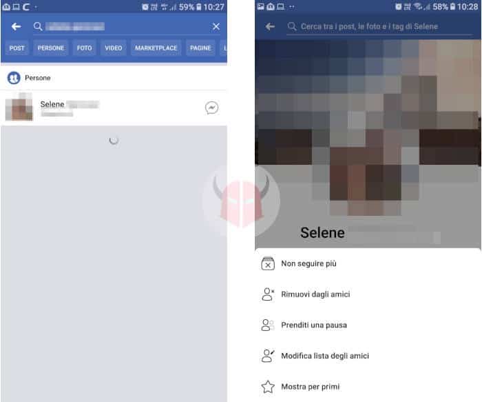 come togliere amicizia Facebook rimuovere amico cellulare