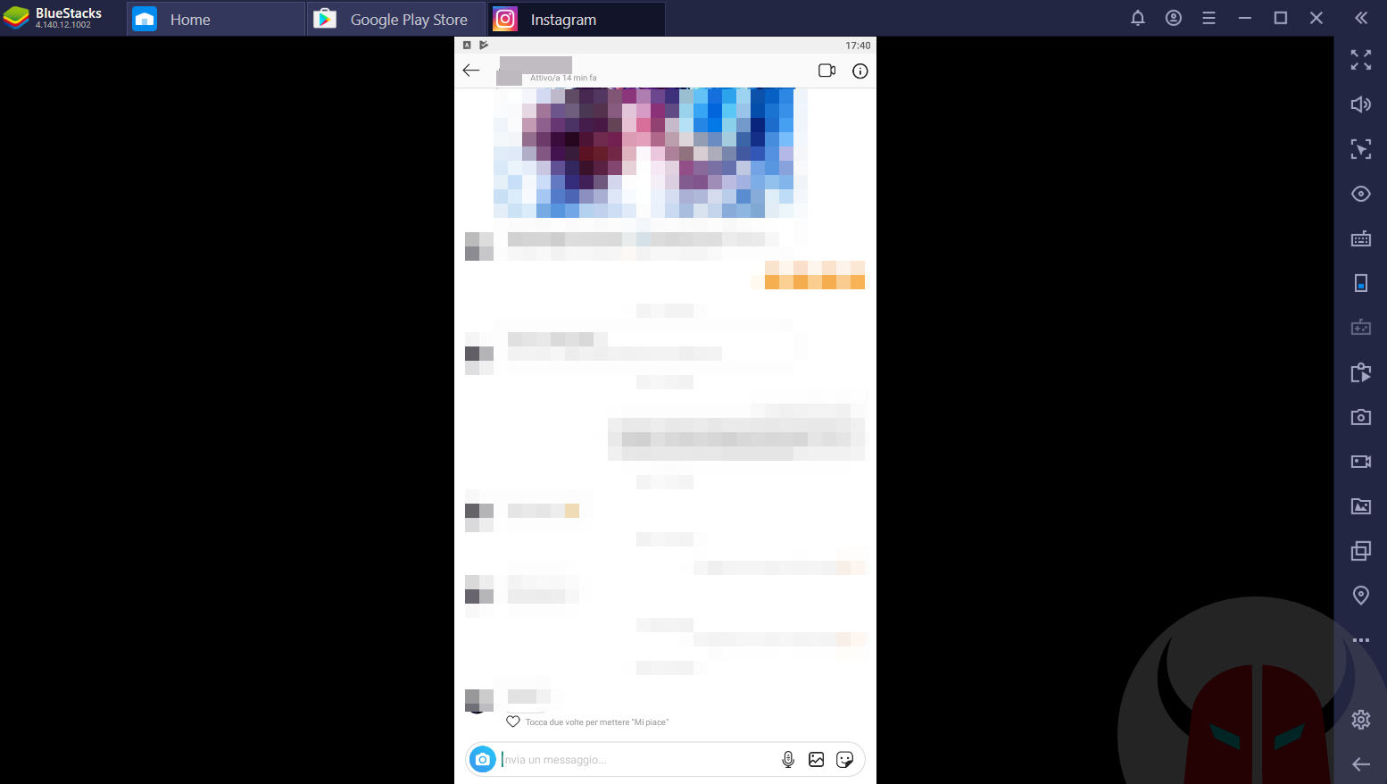 come vedere i Direct Instagram dal computer dettagli chat BlueStacks