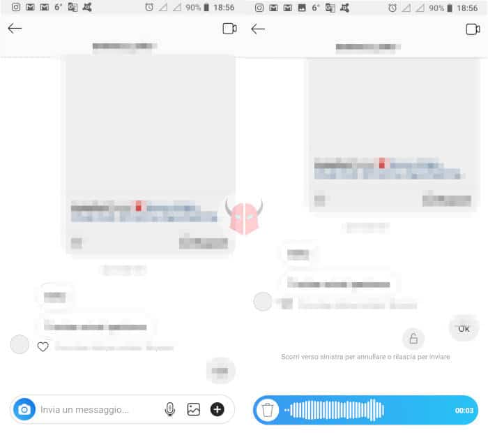 come inviare messaggi vocali Instagram chat Direct