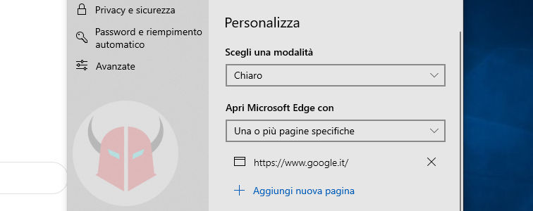 come impostare Google come pagina iniziale Windows 10