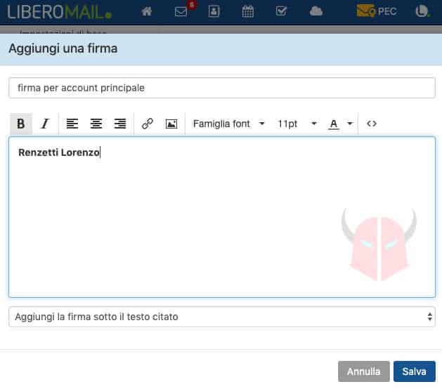 come inserire firma email Libero Mail