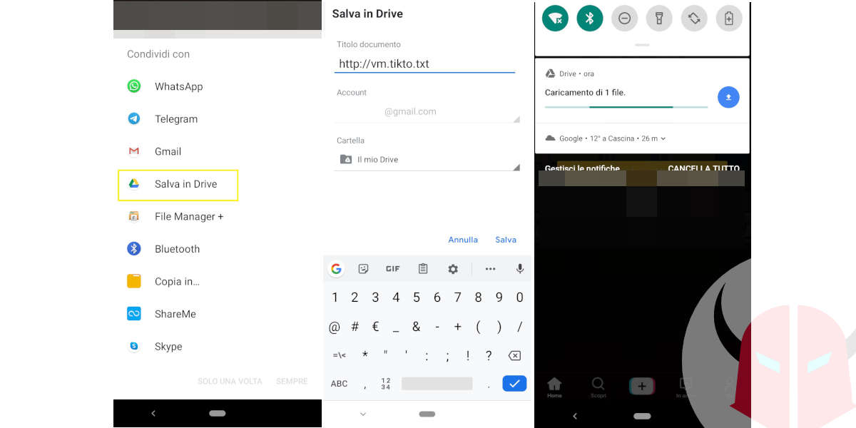 come salvare video TikTok su cloud esempio Drive