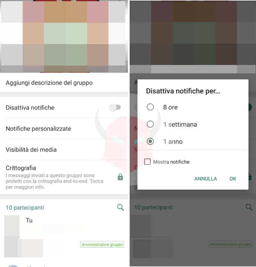 come nascondere i messaggi WhatsApp notifiche gruppo