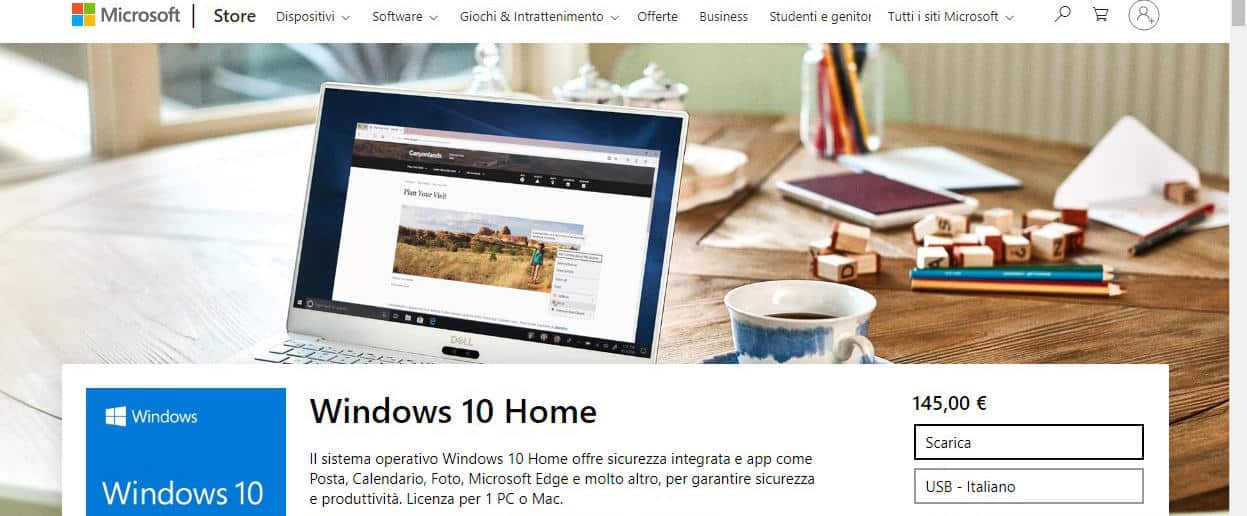 come passare da Windows 7 a WIndows 10 licenza Retail Microsoft Store