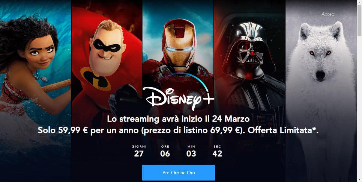 come avere Disney+ preordine