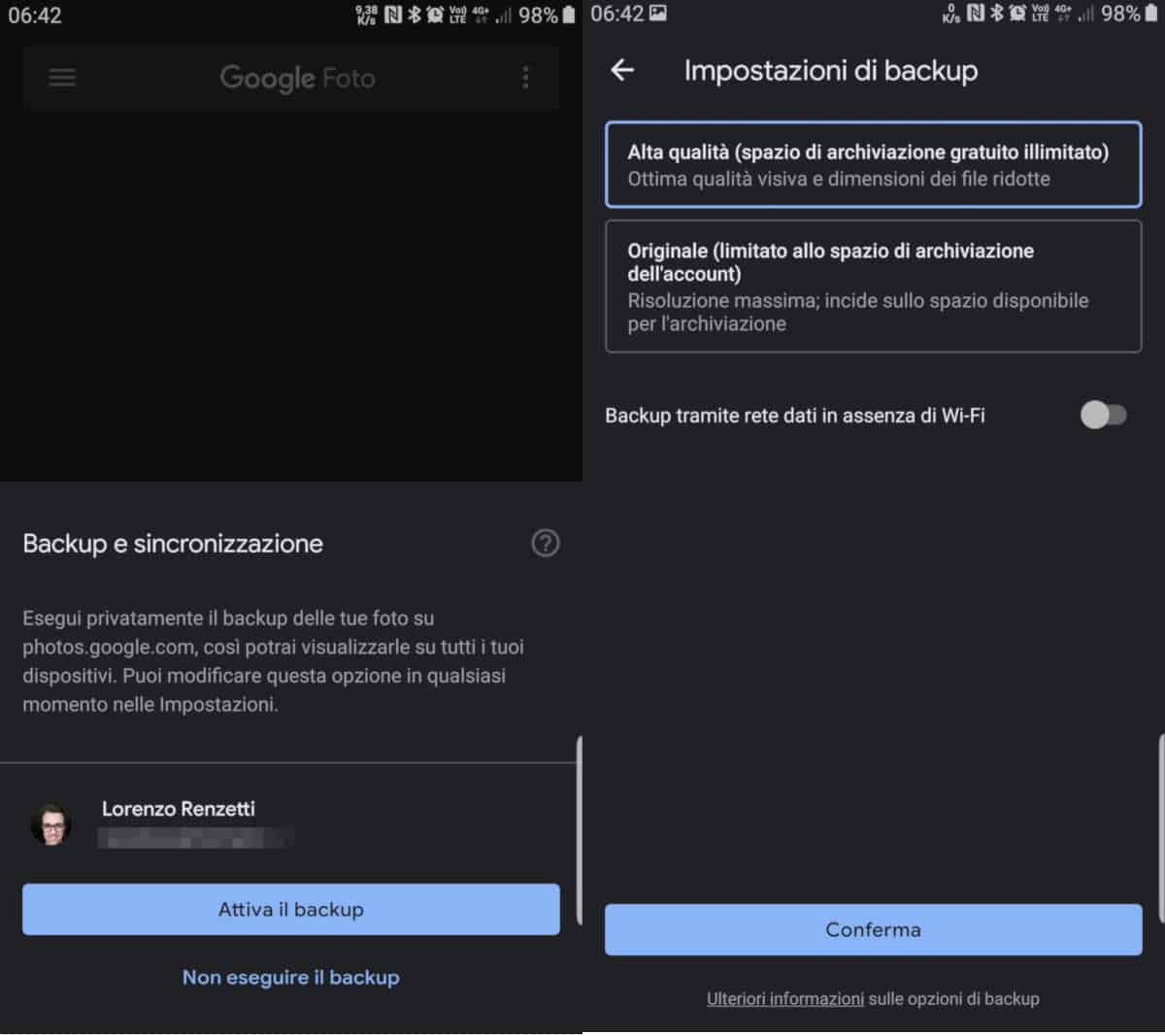 come trasferire i dati da Android ad Android Google Foto