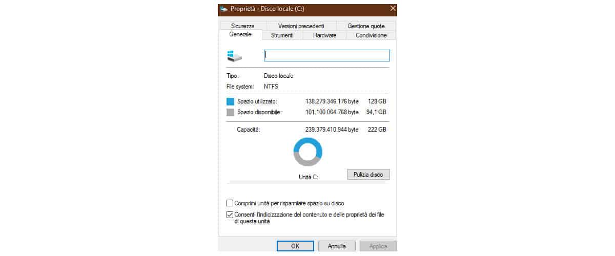 come velocizzare Windows 10 Pulizia disco