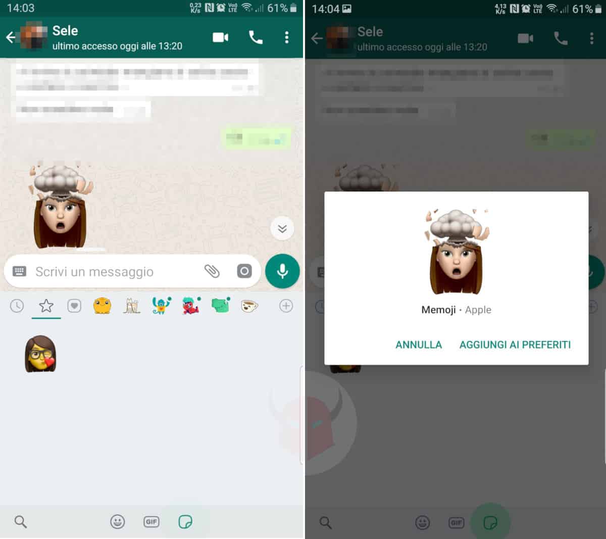 come creare le Memoji su Android esempio installazione su WhatsApp