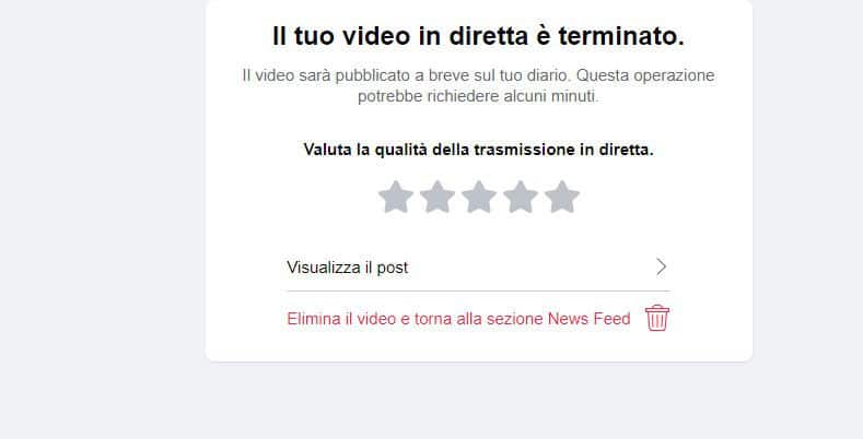 come fare una diretta Facebook opzione Visualizza il post