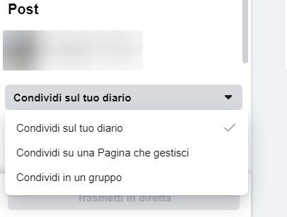 come fare una diretta Facebook scelta condivisione