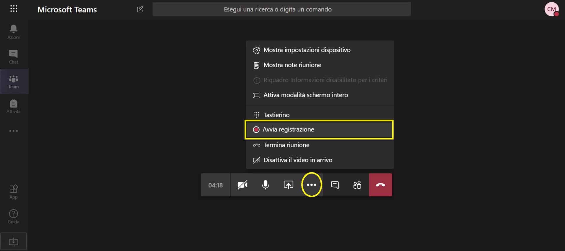 come registrare una lezione per studenti su PC registrazione Teams