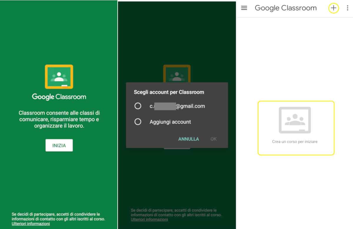 come usare Google Classroom collegamento da app iOS e Android