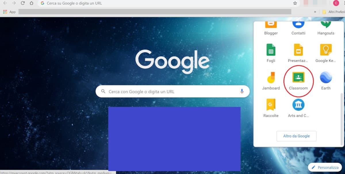 come usare Google Classroom collegamento da browser