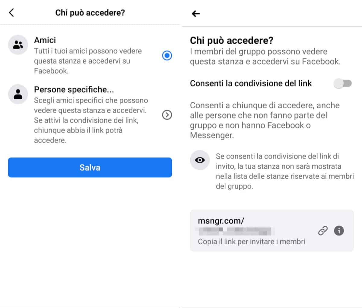 come creare una stanza su Facebook Messenger scelta dei partecipanti