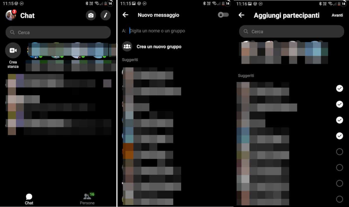 creazione gruppo Facebook Messenger app iOS e Android