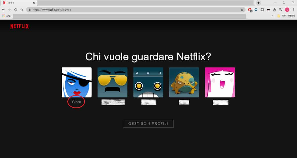 accesso cronologia profilo Netflix