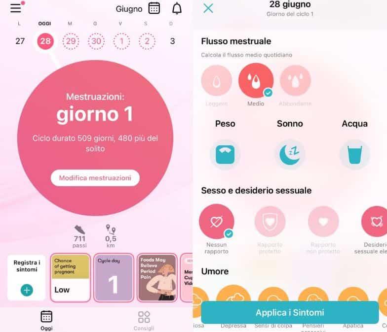 Flo app per il ciclo mestruale