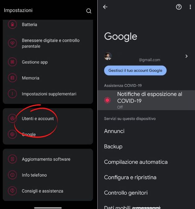 Procedimento per trovare Android perso